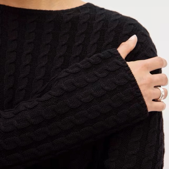 EVERLANE MERINO WOOL COTTON CABLE KNIT SWEATER - Picture 3 of 8